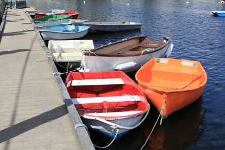Multi-colored rowboats at Rockport -- Nicole Melanson